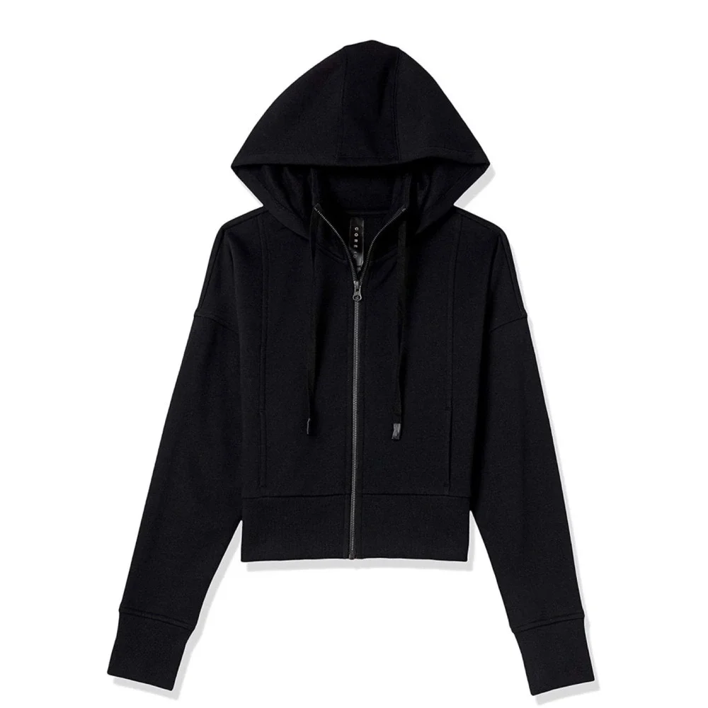Core 10 Women's Super Soft Fleece Cropped Length Zip-Up Hoodie Sweatshirt, Sz Sm - Picture 8 of 9